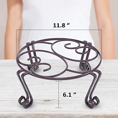 Tall Plant Stand Outdoor, Metal Planter Stands for Indoor Plants, 11.8x6 Inches Heavy Duty Pots Holder, Garden Container Rack, Large Wrought Iron Pumpkin Stand, Bronze/Brown - view 6