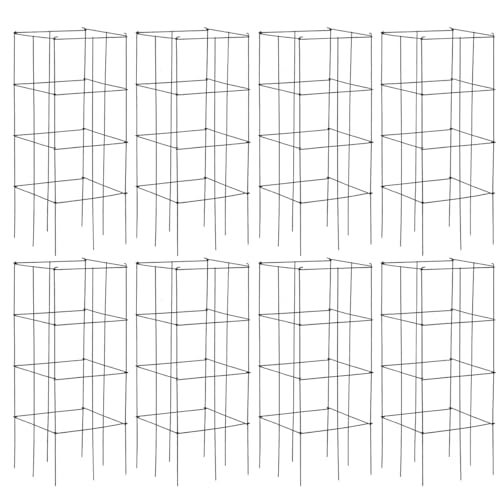 4 Pack Folding Tomato Cages, 39 Inches Tall Square Plant Support Cage for Garden Climbing Plants Flowers Fruits, Heavy Duty Tomato Vegetable Trellis