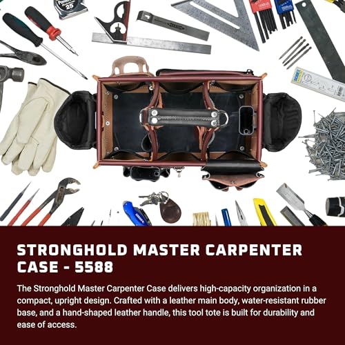 Stronghold Master Carpenter Case - 45 Pockets & Tool Holders - Upright Design, Divided Interior - Made in USA - view 2