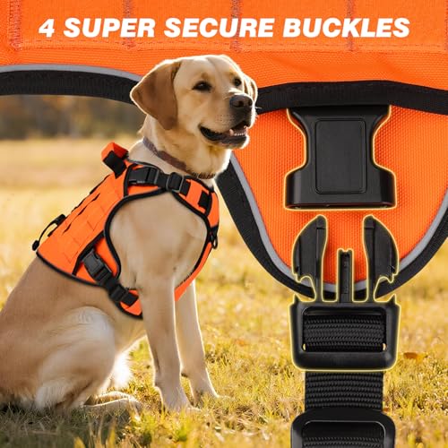 Orange Tactical Dog Harness for Large Dogs,No Pull Dog Harness - view 4