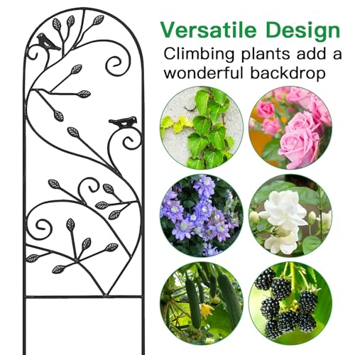 2 Pack Garden Trellis for Climbing Plants 47" x 16" Black Iron Potted Support Vines Metal Wire Plant Trellis for Climbing Vegetables Flower Patio Roses Cucumbers Supports - view 5