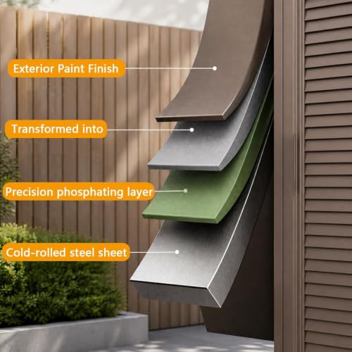Lockable Garden Storage Cabinet, Gray, White, Brown - view 3
