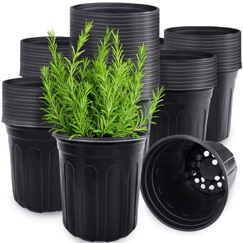 60 Pcs 1 Gallon Flexible Plant Nursery Pots,Thickened Soft Plastic Seedling Pot with Holes,Flower Plant Container for Succulents,Cuttings,Transplanting,Home Garden(Black)