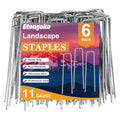 50 Pack Landscape Staples 6 Inch, 11 Gauge Heavy Duty Galvanized Sod Staples for Weed Barrier Fabric, Ground Cover, Garden Netting, Irrigation Tubing and Lawn Projects