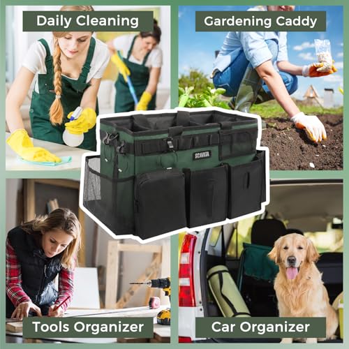 Wearable Cleaning Caddy Bag, Cleaning Caddy Supplies Organizer with Handle & Shoulder Straps for Housekeepers, Under Sink & Car Cleaning Tool Organizers with 4 Foldable Divider (TreeGreen) - view 7