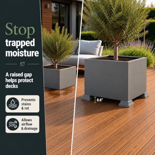 Corner Planter Feet – Pot Feet for Square & Rectangular Planter Boxes – Improves Drainage & Helps Protect Decks – UV-Stable Recyclable Plastic (8 Pack, Gray) - view 2