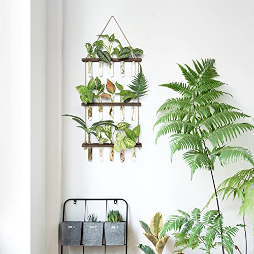 Plant Propagation Station, 3 Tier Brown Wall Hanging Vase Test Tubes - view 2