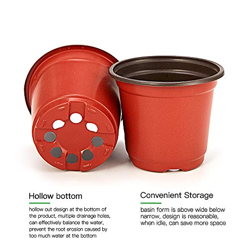 100-Pack 6 Inch Plastic Nursery Pots Come with 100 Pcs Labels, Seedling Flower Plant Container and Seed Starting Pots - view 4