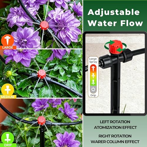 50FT Drip Irrigation System for Starter: Small Garden Quick Connect 1/4" PE Water Tubing Automatic 11Pcs Sprinkler Kit Adjustable Misting Part Watering Hose Outdoor Raised Bed Plants Flower Greenhouse - view 3