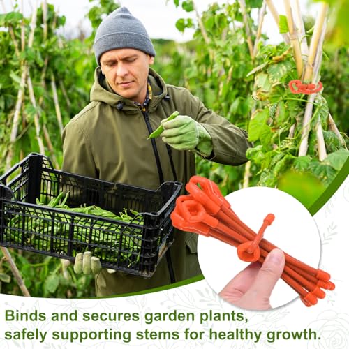 4-Pack Adjustable Plant Ties, 18inch/45.72cm Silicone Flexible Multi-Function Sturdy Garden Twist Tie for Plant Support/Tree/Shrub/Vine, Reusable Support Twine [Orange] - view 5