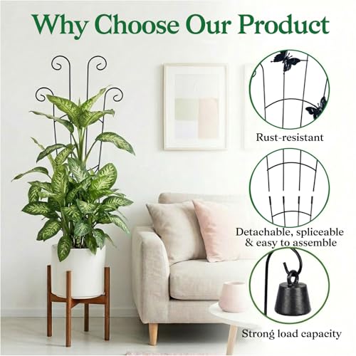 2 Pack 33 In Adjustable Plant Trellis for Climbing Plants Indoor Thickened Rust-Proof Metal Climbing Support Expandable 15-30 Inch Indoor Outdoor Garden Trellis for Pothos Ivy Monstera with Plant Ties - view 4