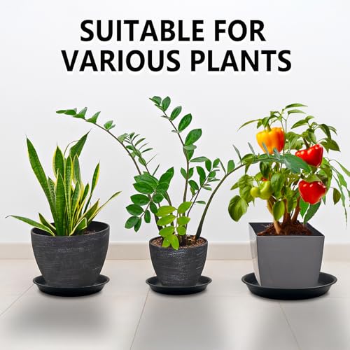 9 Pack Black Plant Pot Saucers, 8 10 12 Inch Heavy Duty PP Trays - view 4