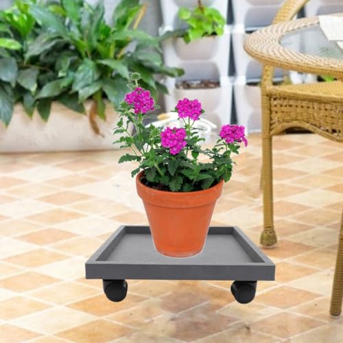 Resin Plant Pot Tray with Wheels, Indoor Outdoor Planter Base Holder - view 5