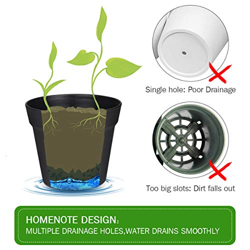 6 Inch Plastic Plant Pots with Drainage Holes and Saucers (15 Pcs) - view 6