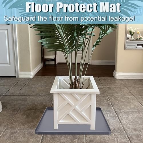 Outdoor Planter Boxes Mat Flower Pots Mat 26.8x26.8" Large, Plant Pots Silicone Pad with Raised Edge, Patio Planters Drip Pan Plant Tray Tray For Leaks, Planter Floor Protector Planters Tray Soft - view 7