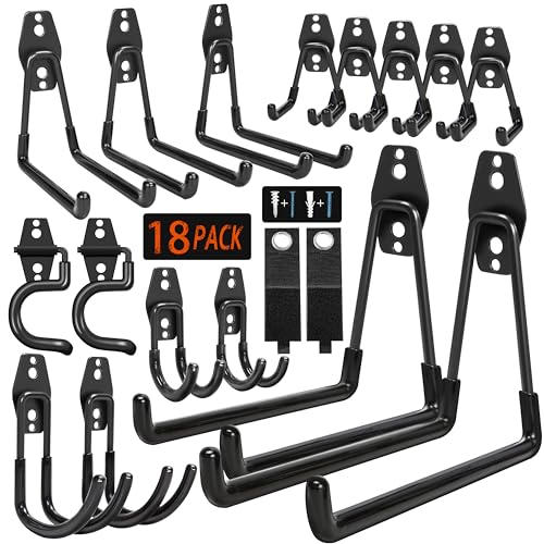 18 Pack Garage Hooks Heavy Duty - Anti-Slip Coating