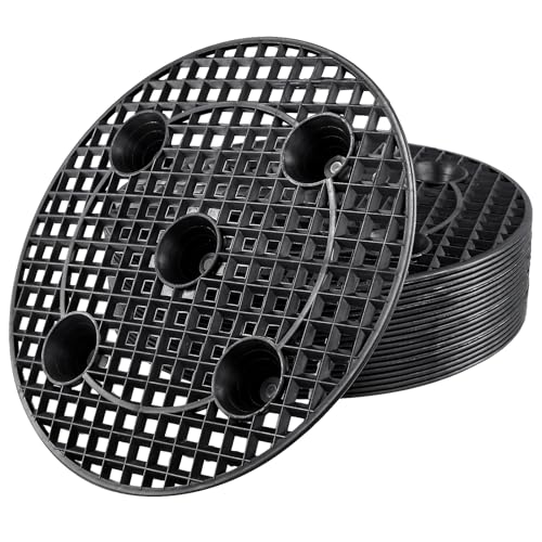 20 PCS 12 Inch Black Plant Level Pot Elevator, Plastic Plant Risers, Round Flower Pot Holder for Indoor Outdoor Gardens Patios Balconies Windowsill