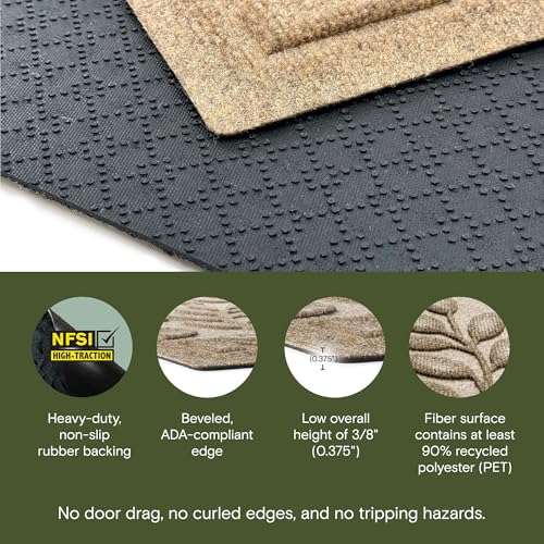 Brittney Leaf Front Door Mat Indoor Outdoor Entrance, All-Weather - view 3