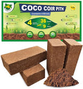 Coco Coir Bricks, 4-Pack (5 lb) – Premium Super Washed, Yields 9 Gallons (36 Quarts), Organic, pH-Balanced Growing Medium for Seed Starting & Gardening