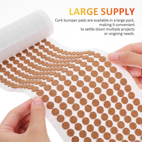 2000Pcs Self Adhesive Felt Furniture Pads, 3/8 Inch Cabinet Door Bumper Cabinet Door Protector Felt Pads Furniture Sticker Cork Round Bulk 0.05" Thick for Coaster Plants Crafts Drawer Table Kitchen - view 6