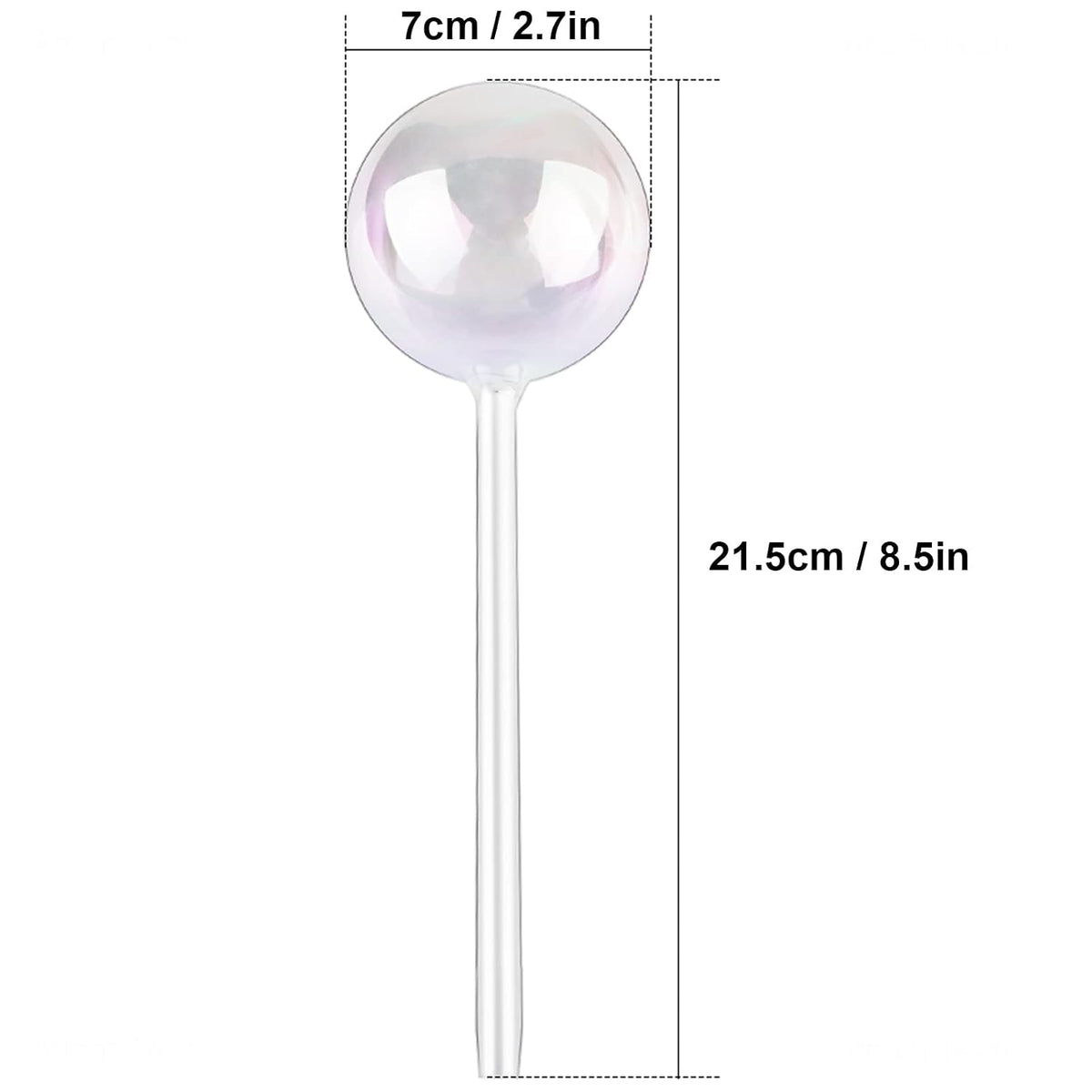 [6 PCS] Light iridescent rainbow gradient color clear glass self-watering system spikes, automatic plant waterer bulbs - view 2