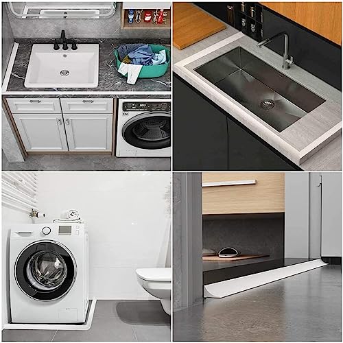 78 Inch Shower Dam Shower Threshold Collapsible Water Barrier Self-Adhesive Shower Water Stopper Splash Guard Keeping Dry and Wet Separation for Bathroom and Kitchen (White) - view 3