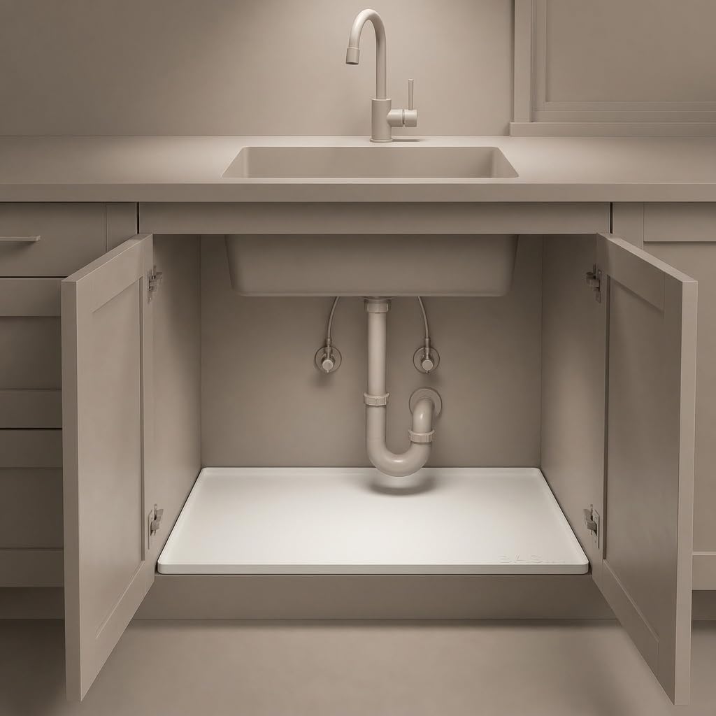 Heavy Duty Under Sink Mat - Original Silicone Under Sink Mats - Under Sink Tray - Cover Kitchen Cabinet Liner Taupe 34.25x22 - view 3