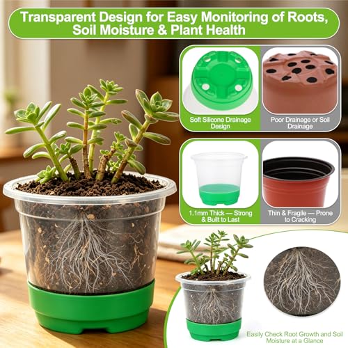 59Pcs Clear Nursery Pots Kits with Grow Light Includes 22 Pack 4'' Seed Starter Pots with Silicone Base & Lids, Clear Plant Pots for Propagation, Seedling Pots Kit with Drainage, Labels, Repotting Mat - view 4