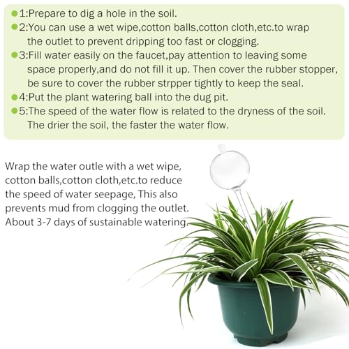 3 PCS Top-Fill Self Watering Globes, Automatic Plant Watering Devices, Transparent Self Watering Planter Insert, Durable Clear Glass Aqua Bulbs for Indoor, Ball Shape, & Funnel - view 5