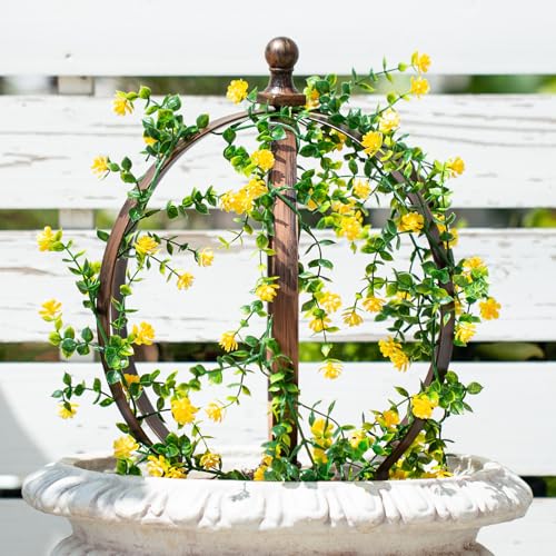 Garden Trellis Obelisk - 12.6x17.5 Bronze Metal Support for Climbing Plants