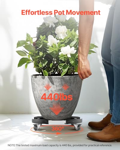 Plant Caddy with 4 Lockable Wheels, 15-22.8’’ Adjustable Large Plant Dolly Cart, 440lbs Weight Capacity, Multifunctional Cart for Trash Can, Patio Umbrella, Large Planter, Flower Pots, 2 Packs - view 2