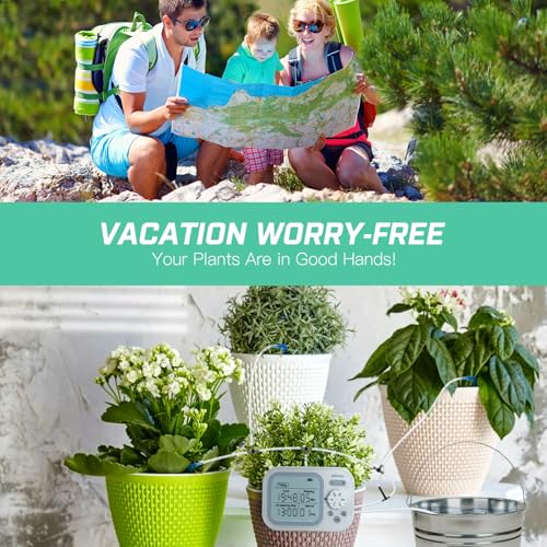 Automatic Plant Waterer Self Watering System Indoor for 15 Potted Plants Pack of 2, Auto Drip Irrigation Kit Programmable Water Timer w Smart Humidity Detection - view 2