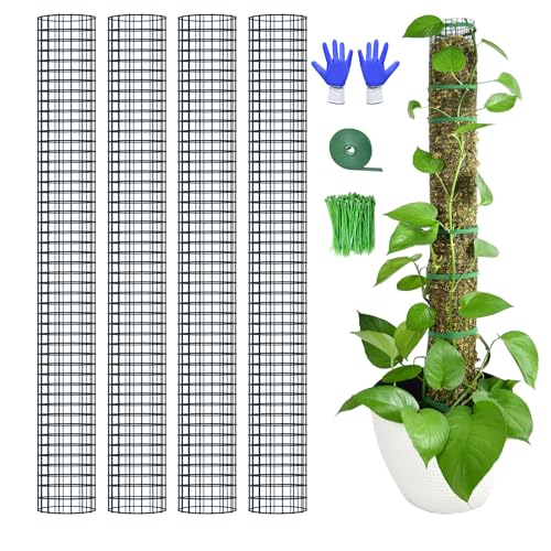 4 Pack Metal Moss Pole, 40" Large Moss Poles for Plants Monstera, Stackable Sphagnum Moss Pole for Plants Work with Sphagnum Moss(4 Pack 40")