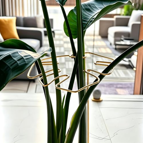 2 Pack Leaf Shape Metal Plant Trellis for Potted Climbing Vines (Gold)