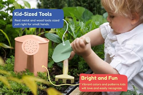 Gardening Set, Tool Kit, for Kids, STEM, Includes Tote Bag, Spade, Watering Can, Rake, Fork, Trowel and Gloves, Fruity - view 4