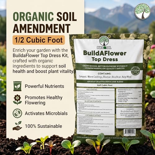 BuildASoil Build-A-Flower - Organic Top Soil Amendment – Top Dress Kit for Flowering Plants | Compost, Phosphorus & Potassium | Half Cubic Foot Bag of Soil - view 2