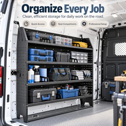 Van Shelving System, 52"x60"x13" Heavy Duty Storage Rack with 4 Shelves - view 5