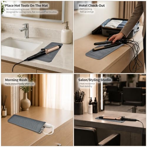 Silicone Heat Resistant Mat for Hair Iron, 11 x 5 inch, Grey, 1 Pack - view 7