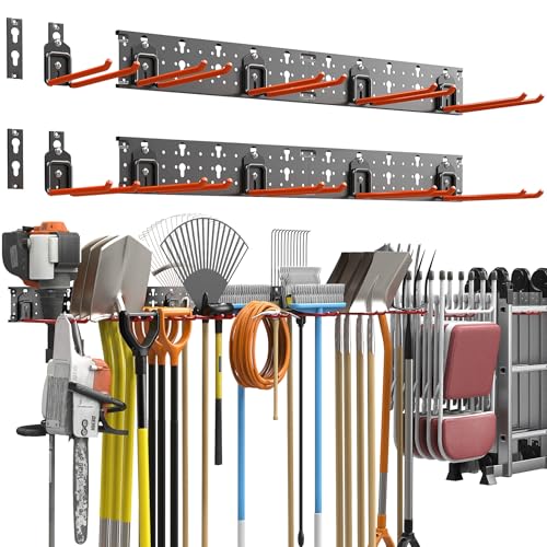 Garden Tool Organizer Wall Mount, Garage Folding Chair Storage Rack