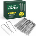 100 Pack Landscape Staples 4 Inch, Galvanized Steel Garden Stakes
