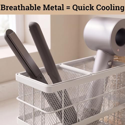 Hair Tool Organizer Countertop, Breathable Metal & Bamboo, Heat-Resistant - view 4