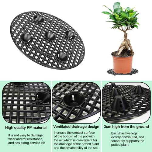Plant Level Pot Elevator 12 Inch Plant Riser for Pots 10 Pieces Black Plant Stands to Prevent Rot and Damage Plant Runoff Tray for Indoor Outdoor Garden Flower, Patio and Deck Floor Protector - view 3