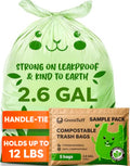 2.6 Gallon Compostable Trash Bags — 5 Count Trial Pack — Small Kitchen & Countertop Compost Bin Liners (18 µm) — Plant-Based ASTM D6400 BPI Certified — Sample Size to Try Before Full Pack
