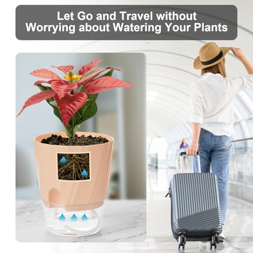 Self Watering Plant Pots 4.7 Inch, 6 Pack Plastic Indoor Planters Pots - view 5