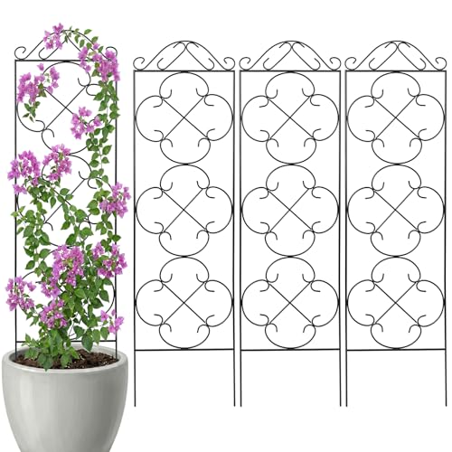 4 Pack 56" x 13.8" Metal Trellis for Potted Plants and Planters
