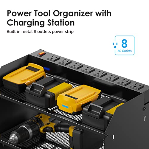 Wall Mount Modular Tool Charging Organizer, Black, 1 Pack, 3 Tier. - view 2