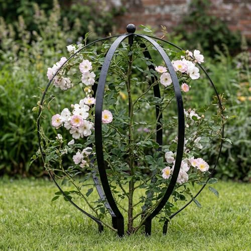 4 PCS Large Metal Round Trellis for Climbing Plants, Heavy Duty Thick Rustproof Obelisk, Garden Sphere Frame for Potted Roses Vines, Outdoor Garden Decor, Easy Assembly (25.2" x 21.3") - view 4