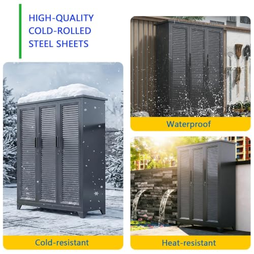 Louvered Door Outdoor Waterproof Tool Storage Cabinet - view 6