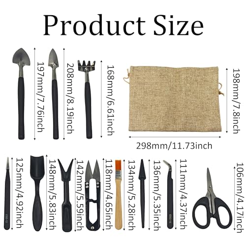 13Pcs Succulent Tools Set Mini Garden Tools Kit for Indoor Bonsai Cactus Care with Pruning Shears Scissors Transplanting Tools for Houseplant - view 2