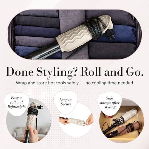 Large Vanity Mat, Heat Resistant Mat for Hair Tools, Vanity Décor, Ivory - view 5